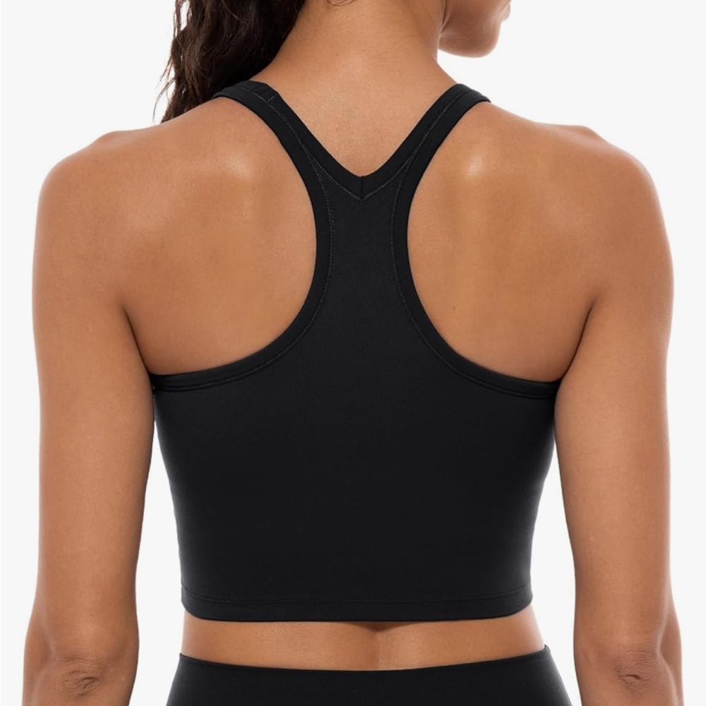 Lavento Women's Racerback Sports Bra Yoga Crop Top with Built in Bra